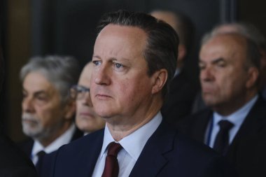 İngiltere Dışişleri Bakanı David Cameron, NATO 'nun 4 Nisan 2024' te Brüksel, Belçika 'daki NATO genel merkezinde 75. kuruluş yıldönümü münasebetiyle düzenlenen törende. 