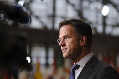 Hollanda Başbakanı Mark Rutte, 22 Mart 2024 'te Brüksel' deki AB genel merkezinde düzenlenen AB Zirvesi sırasında basın toplantısı düzenledi.. 