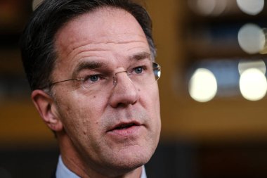 Hollanda Başbakanı Mark Rutte, 22 Mart 2024 'te Brüksel' deki AB genel merkezinde düzenlenen AB Zirvesi sırasında basın toplantısı düzenledi.. 