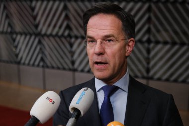 Hollanda Başbakanı Mark Rutte, 22 Mart 2024 'te Brüksel' deki AB genel merkezinde düzenlenen AB Zirvesi sırasında basın toplantısı düzenledi.. 