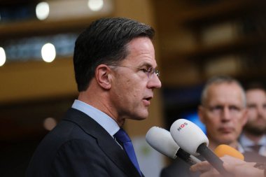 Hollanda Başbakanı Mark Rutte, 22 Mart 2024 'te Brüksel' deki AB genel merkezinde düzenlenen AB Zirvesi sırasında basın toplantısı düzenledi.. 