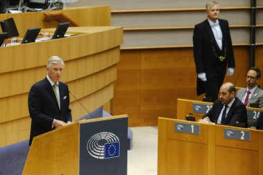 Belçika Kralı Philippe, 10 Nisan 2024 'te Brüksel, Belçika' da düzenlenen Avrupa Parlamentosu genel kurul toplantısında konuşma yaptı.. 