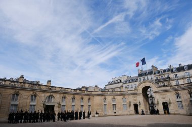 Fransa 'nın Paris kentindeki Elysee Sarayı' nın 14 Mart 2024 tarihli dış görünüşü.
