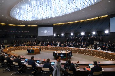 İttifakın Brüksel, Belçika 'daki NATO Karargahı' nda düzenlenen iki günlük bir toplantıda 43 Nisan 2024 'te NATO dışişleri bakanları toplantısı yapıldı..