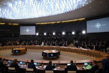 İttifakın Brüksel, Belçika 'daki NATO Karargahı' nda düzenlenen iki günlük bir toplantıda 43 Nisan 2024 'te NATO dışişleri bakanları toplantısı yapıldı..