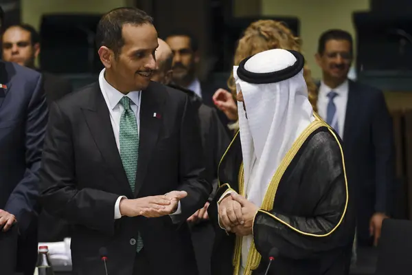 Mohammed Bin Abdulrahman Bin Jassim Thani Premierminister Und Außenminister Katars Stockbild