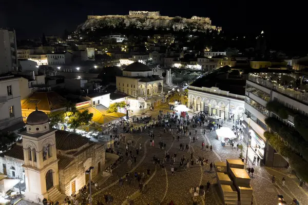 stock image View of he Acropolis hill and Monastiraki square in Athens, Greece on May 11, 2024.