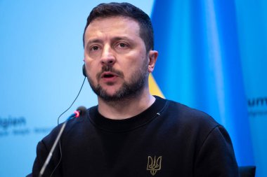 Ukrayna Cumhurbaşkanı Volodymyr Zelensky ve Belçika Başbakanı Alexander De Croo 28 Mayıs 2024 'te Brüksel, Belçika' daki Başbakanlık Konutunda ortak bir basın toplantısı düzenlediler.