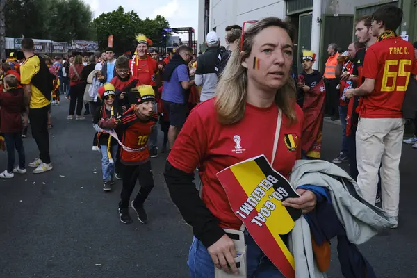 stock image Belgium fans outside of The King Baudouin Stadium before a friendly international match in Brussels, Belgium on June 8, 2024.