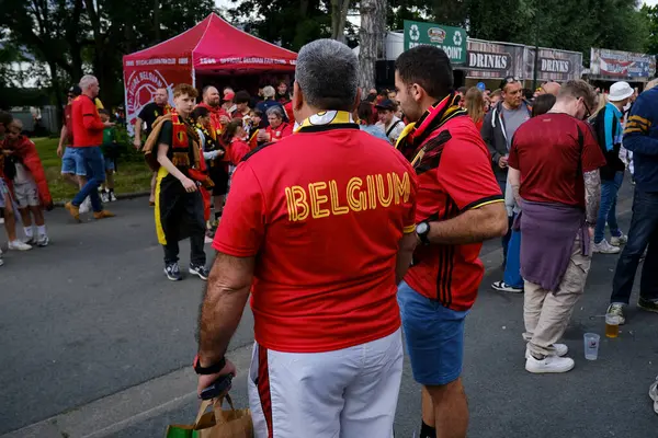 Stock image Belgium fans outside of The King Baudouin Stadium before a friendly international match in Brussels, Belgium on June 8, 2024.