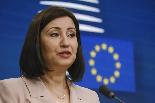 stock image  EU Commissioner Iliana IVANOVA  during a press conference  in Brussels, Belgium on  May 13, 2024.