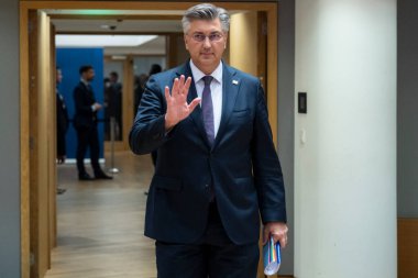Hırvatistan Başbakanı Andrej Plenkoviç 17 Haziran 2024 'te Brüksel, Belçika' da düzenlenen bir Avrupa Birliği resmi zirvesine katıldı.