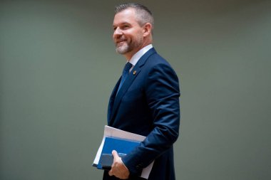 Slovakya Cumhurbaşkanı Peter Pellegrini 17 Haziran 2024 'te Brüksel, Belçika' da düzenlenen resmi olmayan bir Avrupa Birliği zirvesine katıldı..