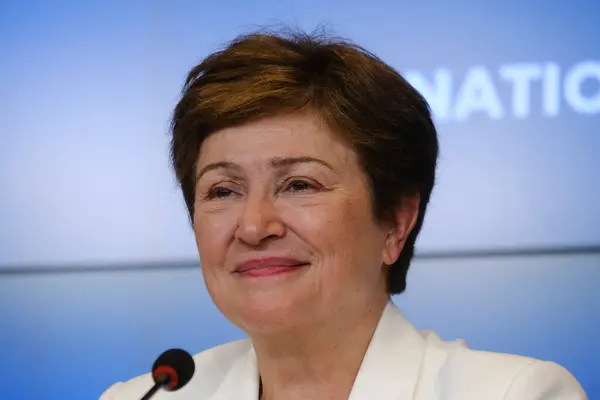 Кристалина Георгиева Управляющий Директор Международного Валютного Фонда Мвф Выступила Пресс — стоковое фото