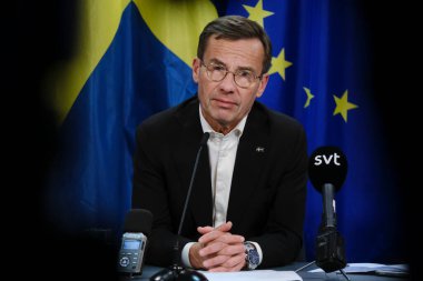 İsveç Başbakanı Ulf Kristersson, 28 Haziran 2024 'te Brüksel, Belçika' da düzenlenen Avrupa Birliği liderleri zirvesinin ilk gününde basın toplantısı düzenledi..