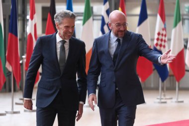 European Council President Charles Michel welcomes The Netherlands Prime Minister Dick Schoof prior to a meeting at the EU Council building in Brussels, Belgium on July 8, 2024.