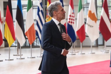 European Council President Charles Michel welcomes The Netherlands Prime Minister Dick Schoof prior to a meeting at the EU Council building in Brussels, Belgium on July 8, 2024.