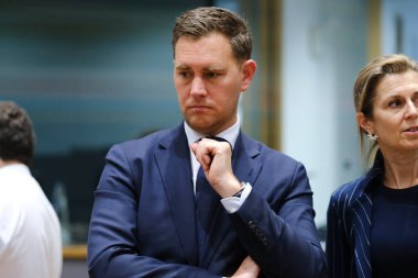 Maliye Bakanı Eelco Heinen, 15 Temmuz 2024 'te Belçika' nın Brüksel kentindeki Avrupa Konseyi 'ne Eurogroup Maliye Bakanlarının bir toplantısına katılmak üzere geldi..