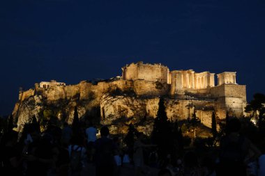 View of the Acropolis hill during the night in Athens, Greece on August 19, 2024. clipart