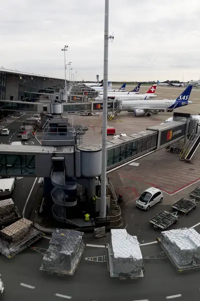 stock image Parked airplanes seen in Brussels airport in Belgium on July, 25, 2024.