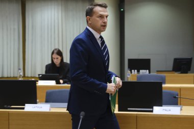 Avrupa İşleri Bakanı Adam SZlAPKA, 24 Eylül 2024 'te Brüksel, Belçika' daki AB Genel İşler Konseyi 'ne katılmak üzere geldi..