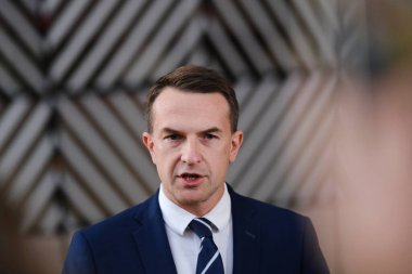 Avrupa İşleri Bakanı Adam SZlAPKA, 24 Eylül 2024 'te Brüksel, Belçika' daki AB Genel İşler Konseyi 'ne katılmak üzere geldi..