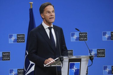 Yeni NATO Genel Sekreteri Mark Rutte 1 Ekim 2024 'te Brüksel, Belçika' daki İttifak genel merkezinde düzenlenen basın toplantısına katıldı..