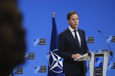 Yeni NATO Genel Sekreteri Mark Rutte 1 Ekim 2024 'te Brüksel, Belçika' daki İttifak genel merkezinde düzenlenen basın toplantısına katıldı..