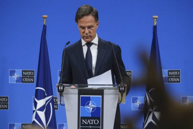 Yeni NATO Genel Sekreteri Mark Rutte 1 Ekim 2024 'te Brüksel, Belçika' daki İttifak genel merkezinde düzenlenen basın toplantısına katıldı..