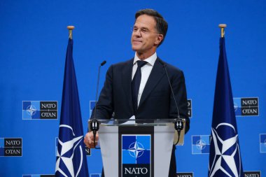 Yeni NATO Genel Sekreteri Mark Rutte 1 Ekim 2024 'te Brüksel, Belçika' daki İttifak genel merkezinde düzenlenen basın toplantısına katıldı..