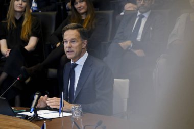 NATO 'nun yeni Genel Sekreteri Mark Rutte 1 Ekim 2024' te Brüksel, Belçika 'daki NATO karargahında düzenlenen devir teslim töreninde. 