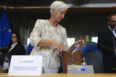 Avrupa Merkez Bankası (ECB) Başkanı Christine Lagarde, 30 Eylül 2024 'te Belçika' nın Brüksel kentindeki AB Parlamentosu 'nun Avrupa Parlamentosu Ekonomik İşler Komitesi' ne katıldı..