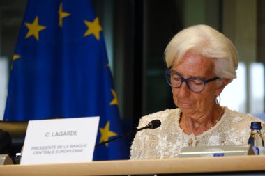 Avrupa Merkez Bankası (ECB) Başkanı Christine Lagarde, 30 Eylül 2024 'te Belçika' nın Brüksel kentindeki AB Parlamentosu 'nun Avrupa Parlamentosu Ekonomik İşler Komitesi' ne katıldı..