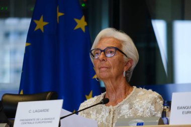 Avrupa Merkez Bankası (ECB) Başkanı Christine Lagarde, 30 Eylül 2024 'te Belçika' nın Brüksel kentindeki AB Parlamentosu 'nun Avrupa Parlamentosu Ekonomik İşler Komitesi' ne katıldı..