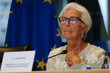 Avrupa Merkez Bankası (ECB) Başkanı Christine Lagarde, 30 Eylül 2024 'te Belçika' nın Brüksel kentindeki AB Parlamentosu 'nun Avrupa Parlamentosu Ekonomik İşler Komitesi' ne katıldı..