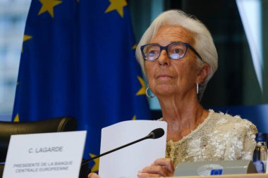 Avrupa Merkez Bankası (ECB) Başkanı Christine Lagarde, 30 Eylül 2024 'te Belçika' nın Brüksel kentindeki AB Parlamentosu 'nun Avrupa Parlamentosu Ekonomik İşler Komitesi' ne katıldı..