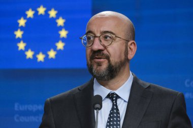 Avrupa Konseyi Başkanı Charles Michel, 17 Ekim 2024 'te Brüksel, Belçika' da düzenlenen Avrupa Birliği liderleri zirvesinde konuştu.. 