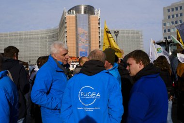 European farmers gather to protest against an EU-Mercosur agreement, ahead of trade talks at the G20 summit in Brazil, in Brussels, Belgium on November 13, 2024. clipart