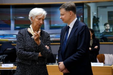 Avrupa Merkez Bankası Başkanı Christine Lagarde, 4 Kasım 2024 'te Brüksel, Belçika' daki Avro Bölgesi maliye bakanları toplantısının başında