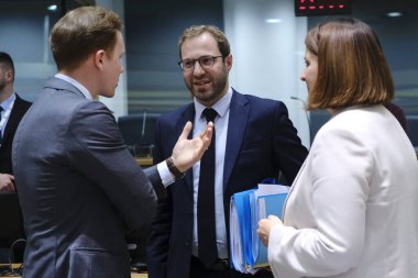 Antoine Armand, Maliye Bakanı 4 Kasım 2024 'te Brüksel, Belçika' da düzenlenen Avro Bölgesi maliye bakanları toplantısının başında