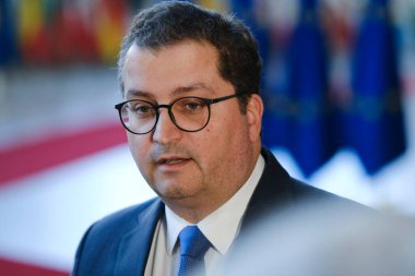 Joaquim Miranda Sarmento, 4 Kasım 2024 'te Brüksel, Belçika' daki Avro Bölgesi maliye bakanları toplantısının başında Maliye Bakanı.