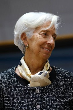 Avrupa Merkez Bankası Başkanı Christine Lagarde, 4 Kasım 2024 'te Brüksel, Belçika' daki Avro Bölgesi maliye bakanları toplantısının başında