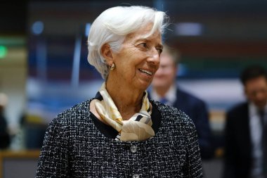 Avrupa Merkez Bankası Başkanı Christine Lagarde, 4 Kasım 2024 'te Brüksel, Belçika' daki Avro Bölgesi maliye bakanları toplantısının başında