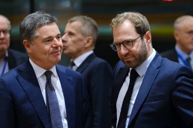 Eurogroup Başkanı Paschal Donohoe, 4 Kasım 2024 'te Brüksel, Belçika' daki Avro Bölgesi maliye bakanları toplantısının başında
