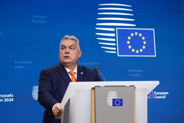 Macaristan başbakanı Viktor Orban, 19 Aralık 2024 'te Brüksel, Belçika' da yapılan AB toplantısının sonuçları hakkında basın toplantısı düzenledi.