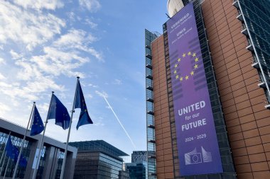 Avrupa Komisyonu 'nun Brüksel, Belçika merkezinin 14 Ocak 2025 tarihli dış görünümü.