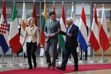 AB Konseyi Başkanı Antonio COSTA ve AB Komisyonu Başkanı Ursula von der LEYEN, Kanada Başbakanı Justin TRUDEAU 'yu 12 Şubat 2025' te Brüksel, Belçika 'da kabul etti.