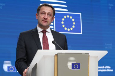 Avrupa Tarım ve Gıda Komiseri Christophe HANSEN 'in basın toplantısı, Belçika' nın Brüksel kentindeki Tarım ve Balıkçılık Konseyi 'nin ardından 24 Şubat 2025.