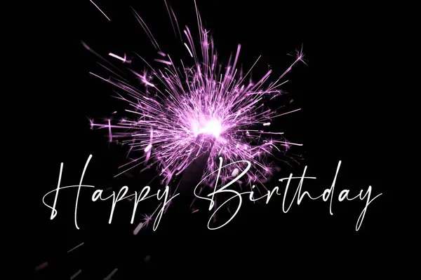Stylish Happy Birthday Pink Pyrotechnics Sparkler Magic Entertainment Celebration Party — Stock Photo, Image