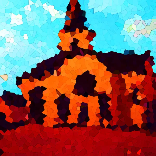 Abstrakt Färgstark Bakgrund Mosaik Stad Koncept — Stockfoto